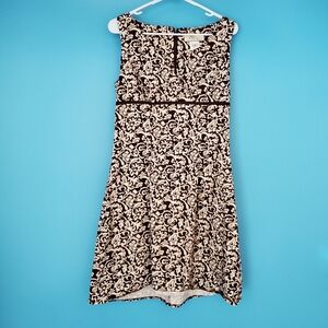 Vintage dBy Ltd. Dress Size 10 Brown & Ivory V-Neck Sleeveless